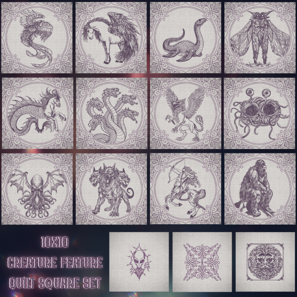 Creature Feature Quilt Squares - Full Set