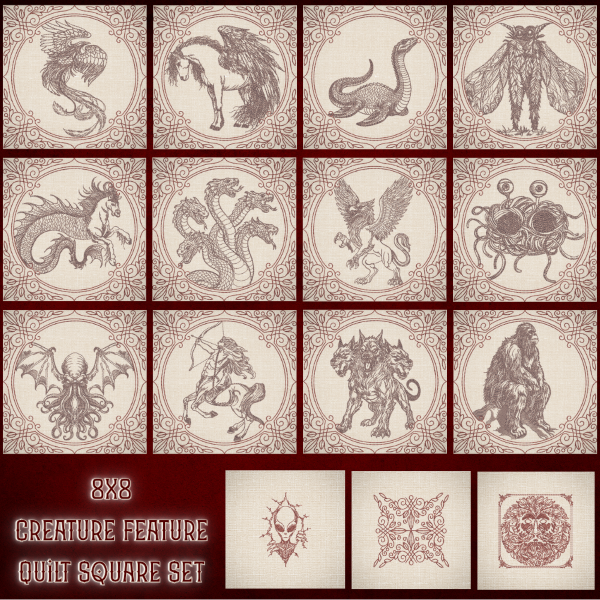 Creature Feature Quilt Squares - Full Set