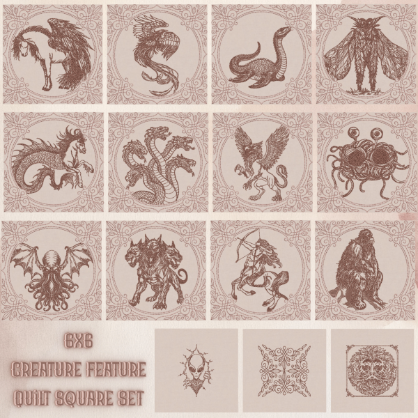 Creature Feature Quilt Squares - Full Set