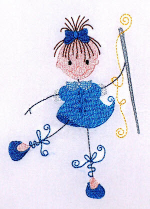 Curly Sewing Girls [5x7]  11301 Machine Embroidery Designs