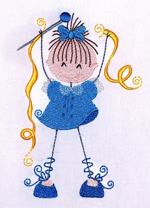Curly Sewing Girls [5x7]  11301 Machine Embroidery Designs