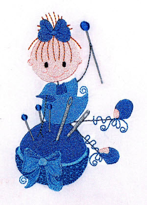 Curly Sewing Girls [5x7]  11301 Machine Embroidery Designs