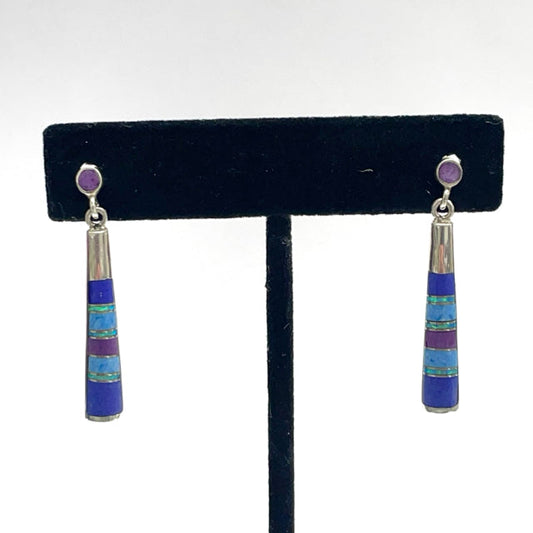 Dangle Multi Stone Inlay Earrings
