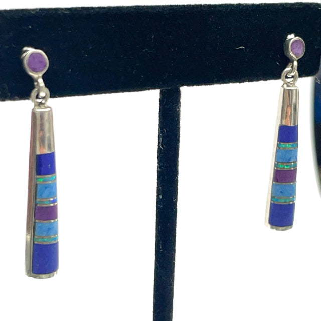 Dangle Multi Stone Inlay Earrings