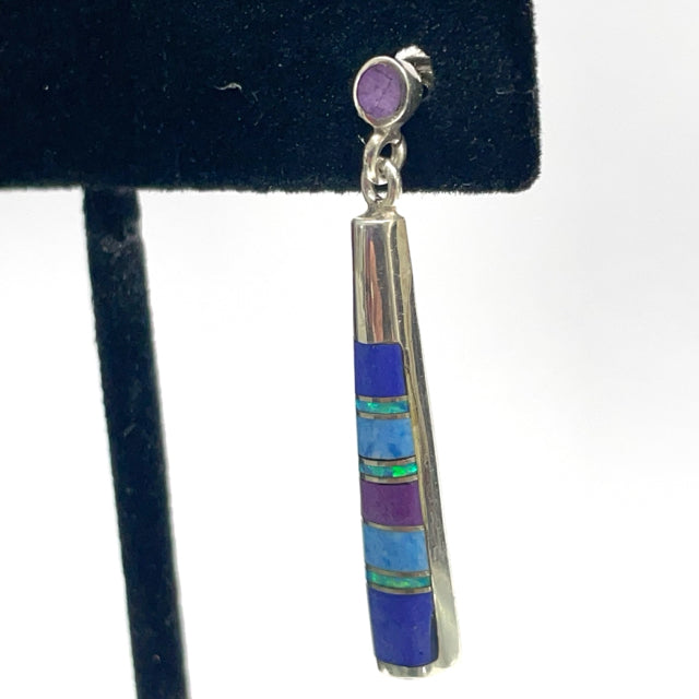 Dangle Multi Stone Inlay Earrings