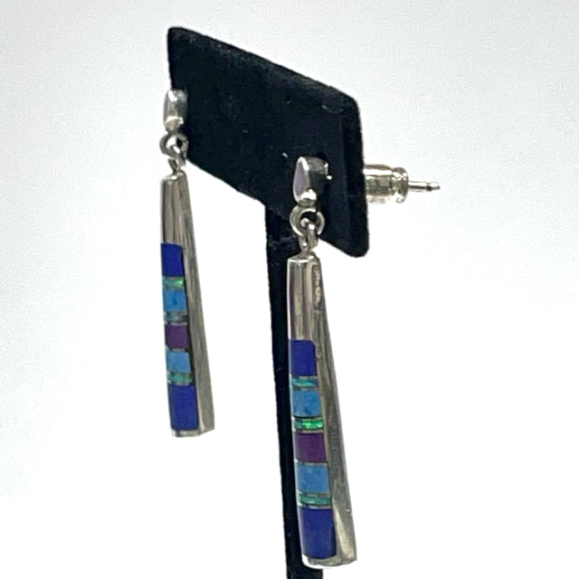 Dangle Multi Stone Inlay Earrings