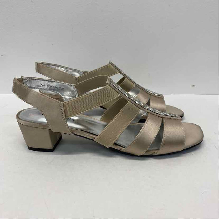 David Tate Size 9.5 Women's Champagne Beaded Strappy Shoes