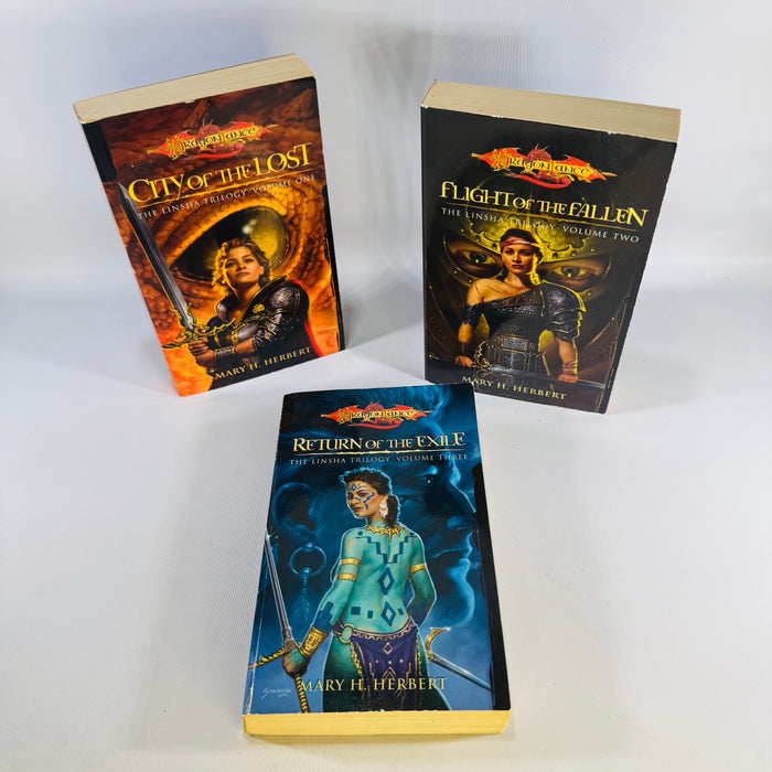 Dragonlance Linsha Trilogy Bundle Mary H Herbert Paperback Set City of the Lost Flight Fallen Return Exile