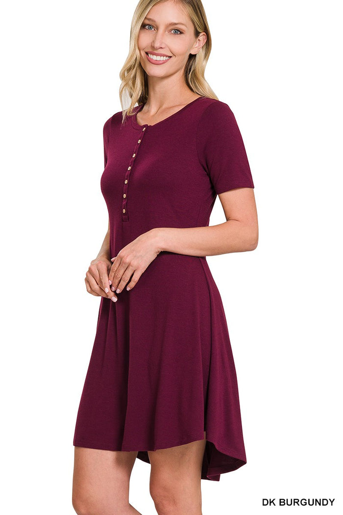 EIM Hi-Low Dress (Dk Burgundy) Dresses Zenana