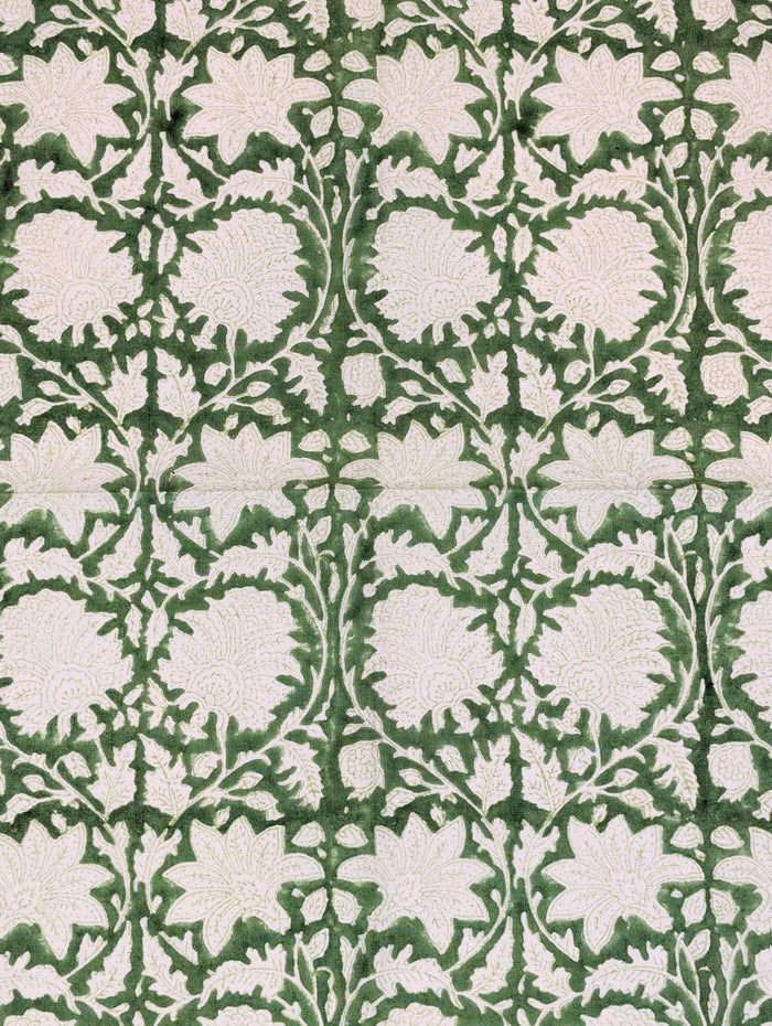 Emerald Green Block Printed Cotton Tea Towel - Precious Sparkle