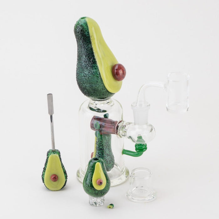 Empire Glassworks Avocadope Concentrate Bundle - Avocado Mini Rig- Avocadope Spinner Cap - Avocadope Dabber - Empire Glassworks Quartz Banger - Carb Cap Stand