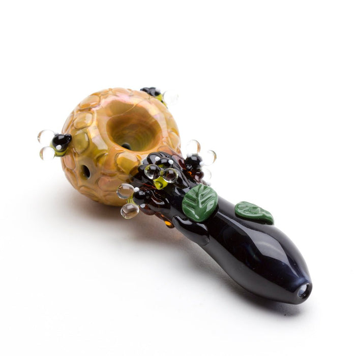 Empire Glassworks Honey Bee Flower Bundle - Beehive Nano Rig - Beehive Small Spoon Pipe - Beehive Bowl Piece - Beehive Poker