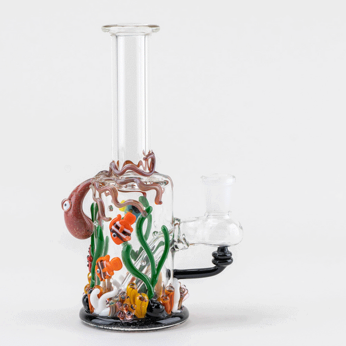 Empire Glassworks Under the Sea Flower Bundle - Under the Sea Mini Tube - Great Barrier Reef Small Spoon Pipe - Jawsome Alligator Clip - Seashell Bowl Piece