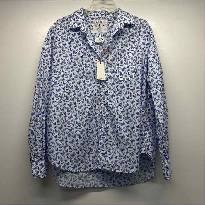 Frank & Eileen Est 1947 Size L Women's Blue-White Print Button Up Shirt