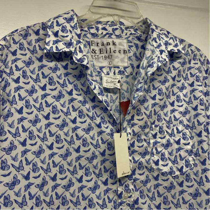 Frank & Eileen Est 1947 Size L Women's Blue-White Print Button Up Shirt