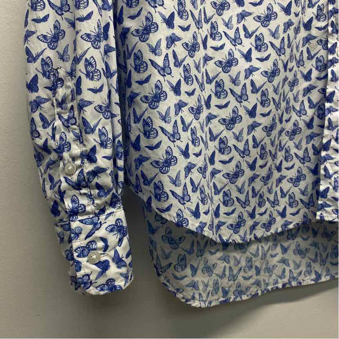 Frank & Eileen Est 1947 Size L Women's Blue-White Print Button Up Shirt