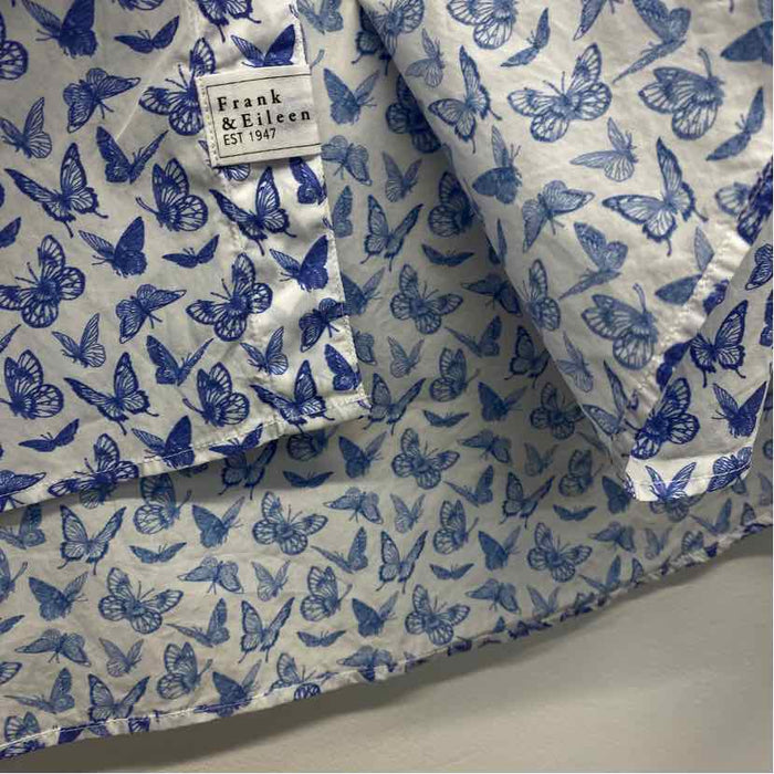 Frank & Eileen Est 1947 Size L Women's Blue-White Print Button Up Shirt
