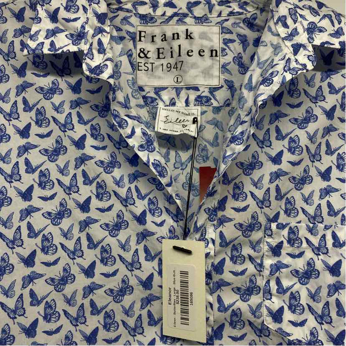 Frank & Eileen Est 1947 Size L Women's Blue-White Print Button Up Shirt