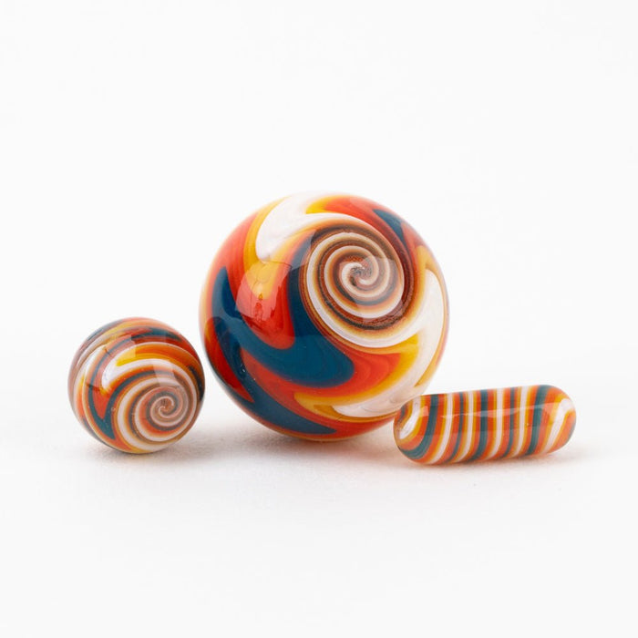 Glass House Sunset Swirl Marble Pillar Set - Empire Smokes