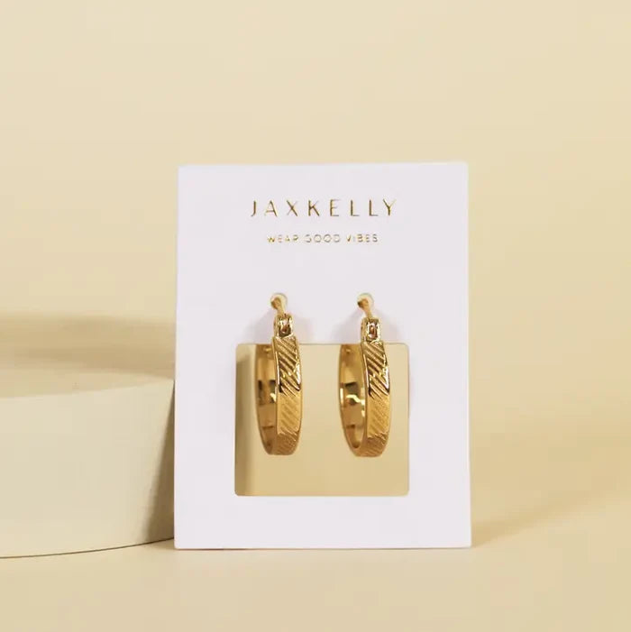 Gold Textured Hoop Earrings by JaxKelly