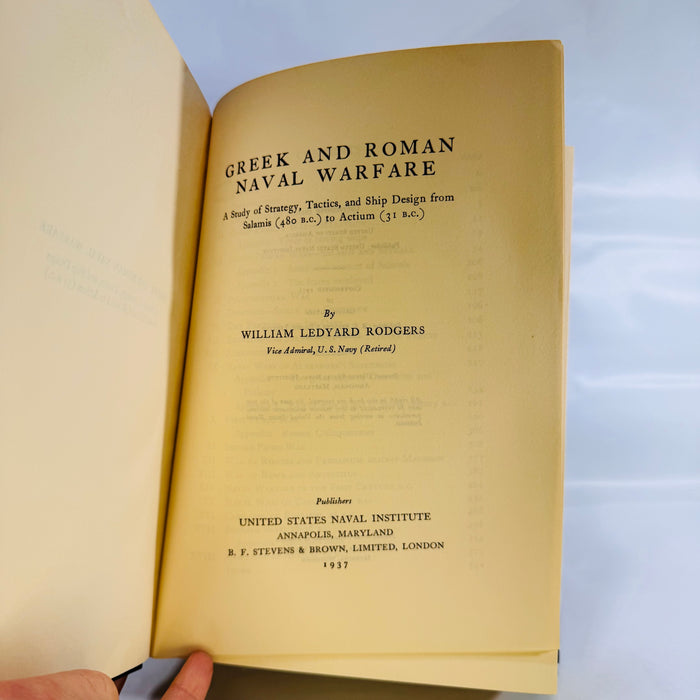 Greek and Roman Naval Warfare by Vice Admiral W.L. Rodgers (1937), U.S. Naval Institute, Hardcover Ornate