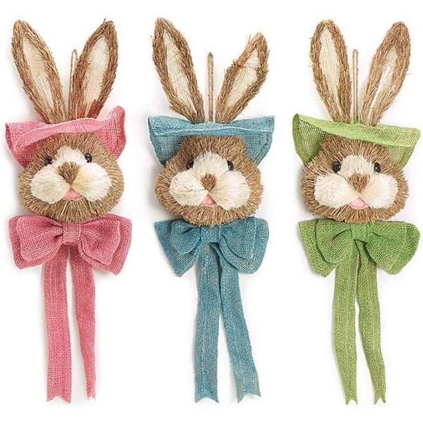 Hanging Easter Sisal Bunny Heads
