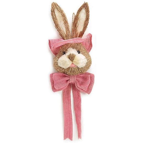 Hanging Easter Sisal Bunny Head Pink