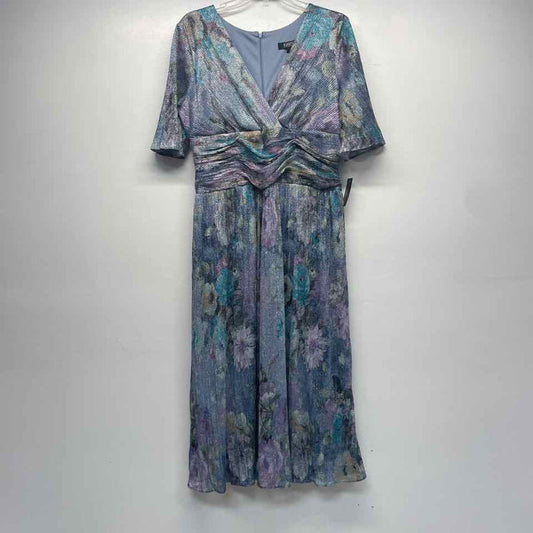 Ignite Evenings Size 12-L Women's Lilac-Multi Shimmer Fit And Flare Dress