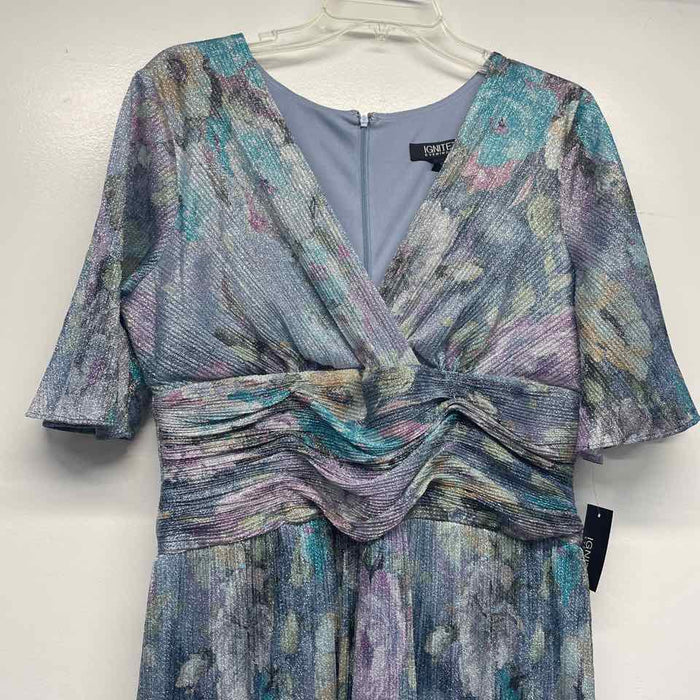 Ignite Evenings Size 12-L Women's Lilac-Multi Shimmer Fit And Flare Dress