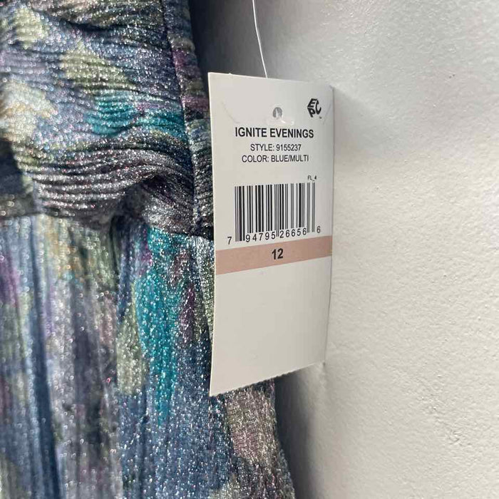 Ignite Evenings Size 12-L Women's Lilac-Multi Shimmer Fit And Flare Dress