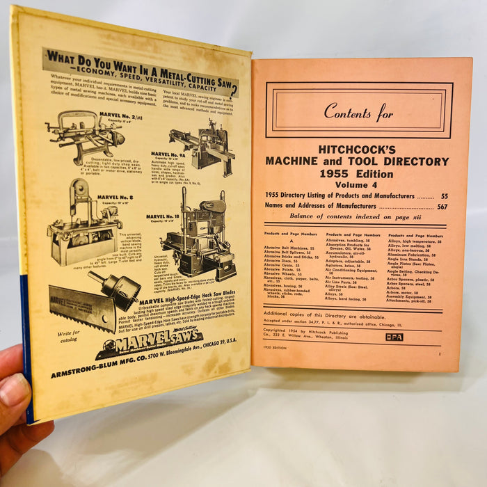 Hitchcock's Machine and Tool Directory 1955 Edition Volume 4 1954 Hitchcock Publishing