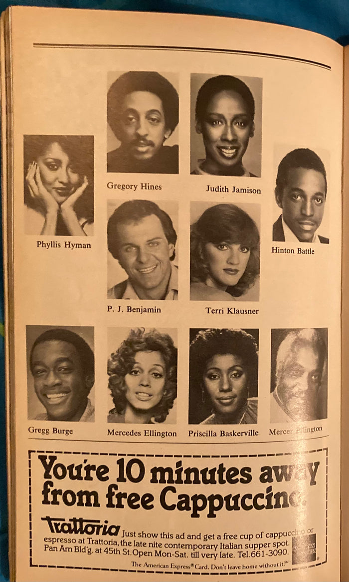 "Duke Ellington's Sophisticated Ladies." Playbill Theater Program. Lunt-Fontanne Theatre. 12/1981.