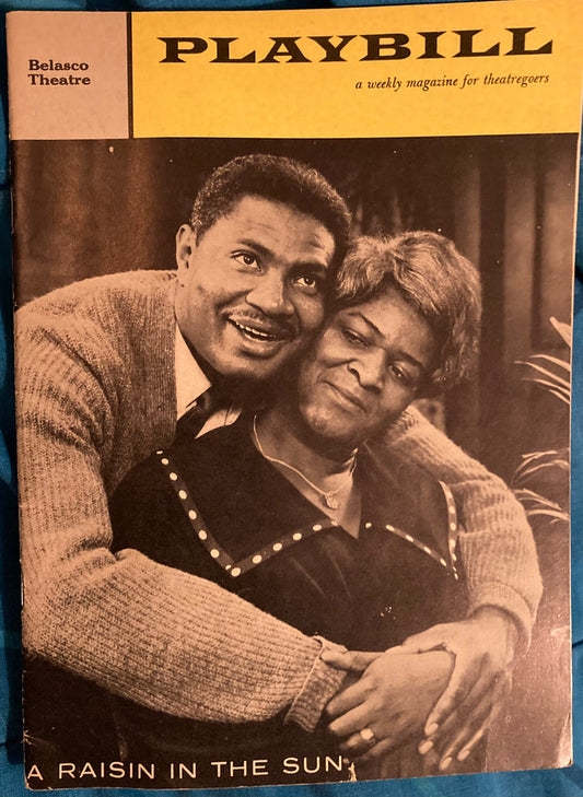 Belasco Theatre, NY. "A Raisin in the Sun." By Lorraine Hansberry. 1/6/1960. With original 2 tickets.