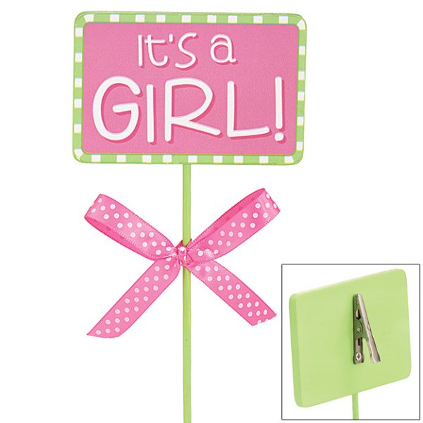 IT'S A GIRL Wood Picks with Clip