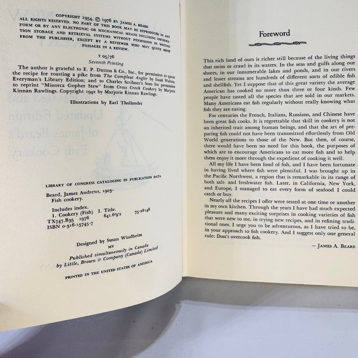 James Beard New Fish Cookery by James Beard (1976), Little, Brown, Hardcover with Dust Jacket