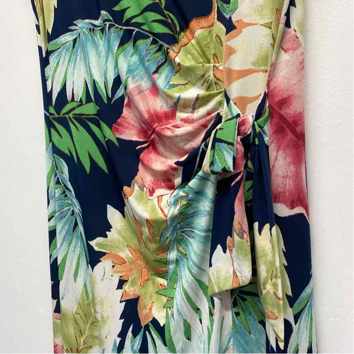 JM Hawaii Size Xl Women's Navy-Multicolor Pattern Maxi Dress