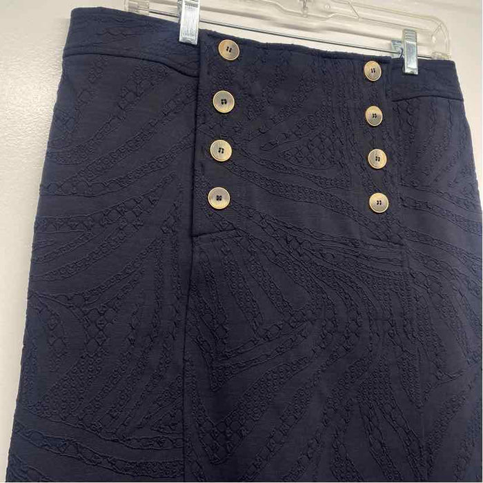 J.McLaughlin Size 12 Women's Navy Brocade Pencil-Knee Skirt