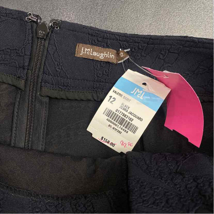 J.McLaughlin Size 12 Women's Navy Brocade Pencil-Knee Skirt