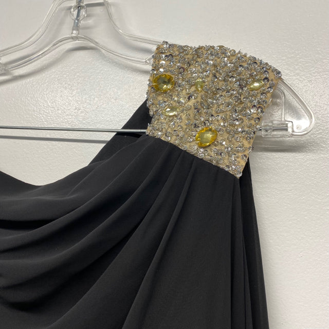 JS Boutique Size 8-M Women's Black Solid One Shoulder Dress
