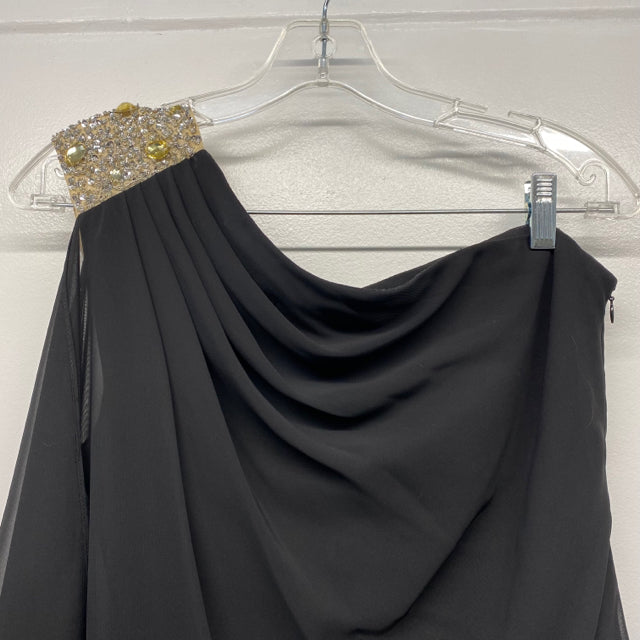 JS Boutique Size 8-M Women's Black Solid One Shoulder Dress
