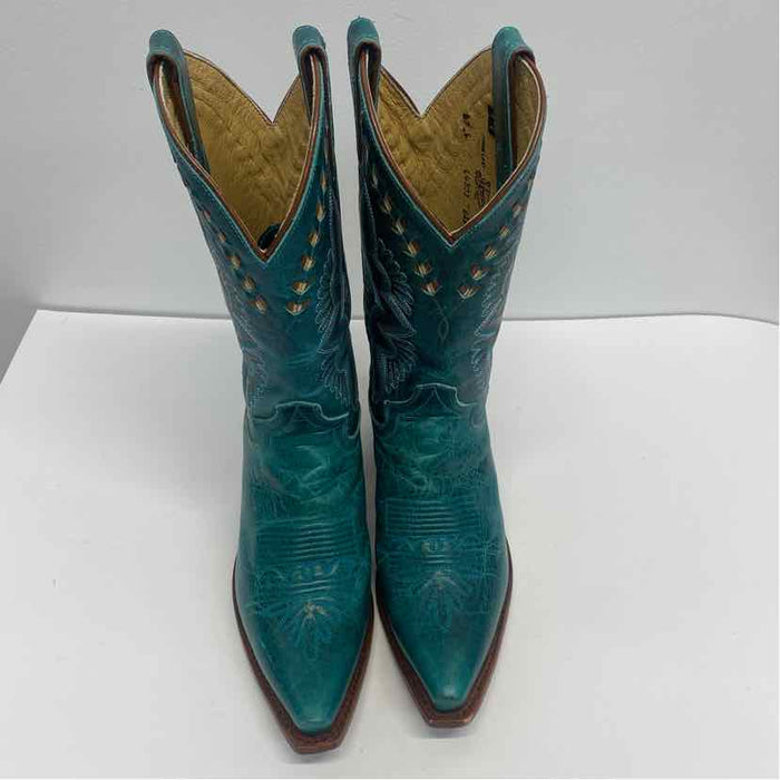 Justin Size 7 Women's Teal Embroidered Western Boots