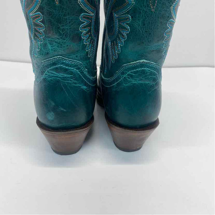 Justin Size 7 Women's Teal Embroidered Western Boots