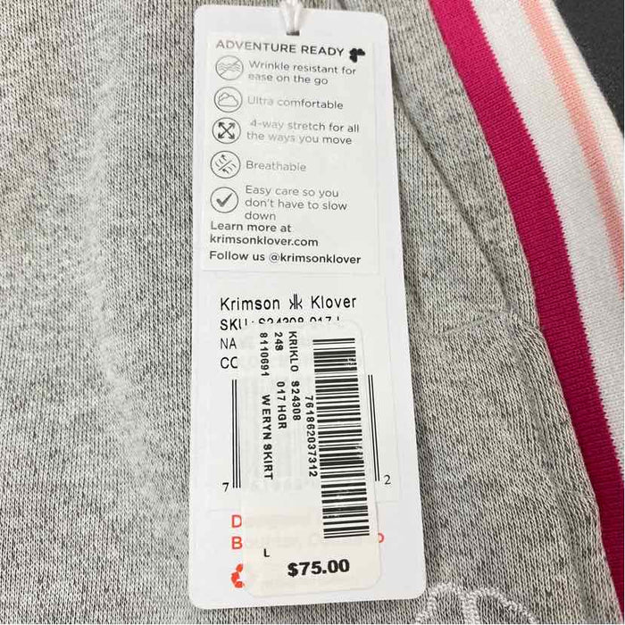 Krimson Klover Size L Women's Gray Tweed Pull On Skirt