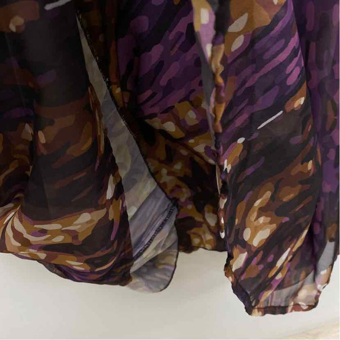 LAAGAM Size M Women's Purple- Multi Pattern Maxi-Short Sleeve Dress