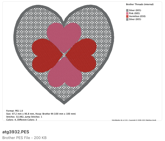 Lace and Applique Hearts [4x4] #10971