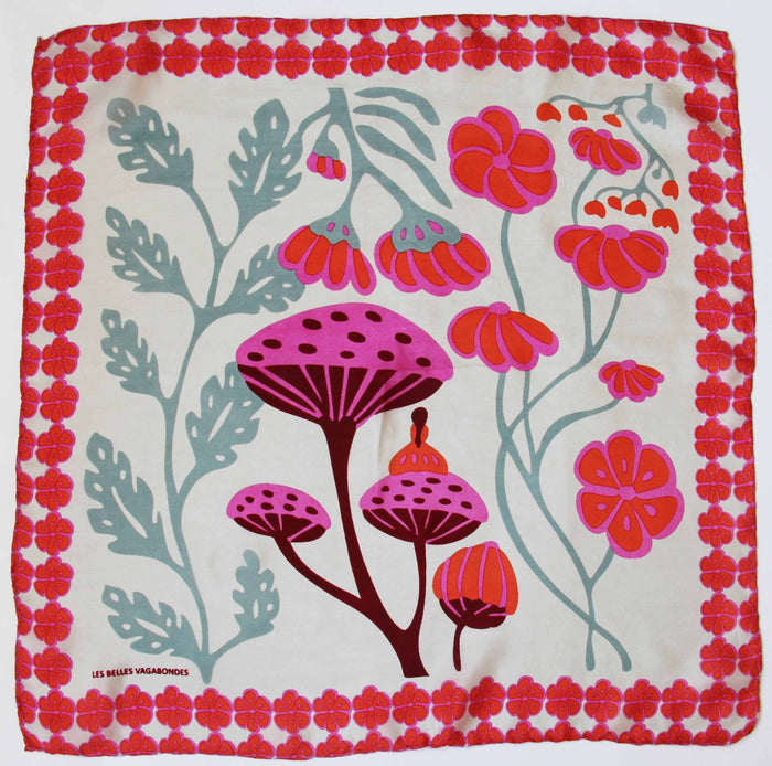 Les Belles Vagabondes Mini Alice Orange Silk Scarf - Precious Sparkle