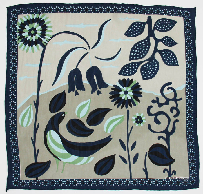 Les Belles Vagabondes Mini Blue Birdy Silk Scarf - Precious Sparkle