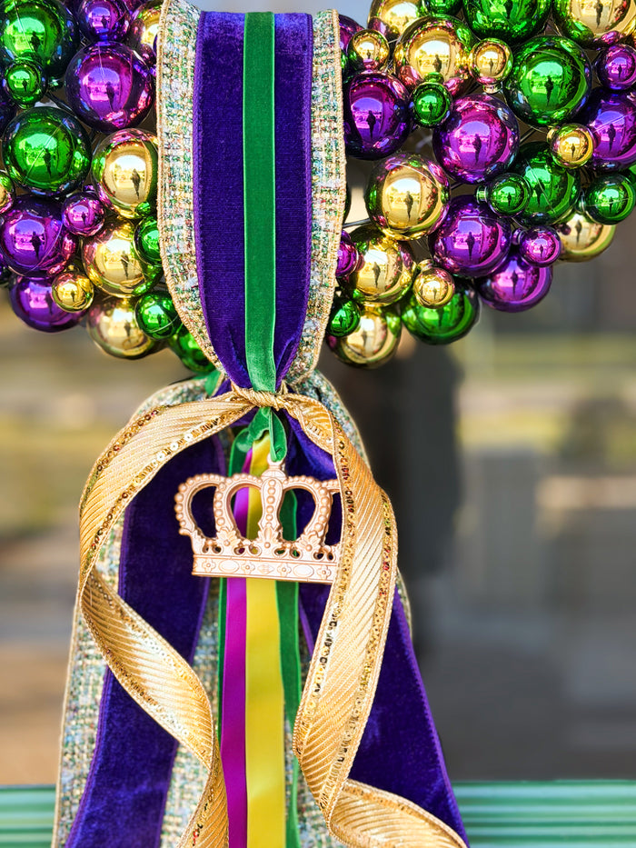 Les Trois Hues Mardi Gras Wreath