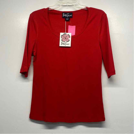 Lesley Evers Size Xl Women's Red Solid T-Shirt Short Sleeve Top