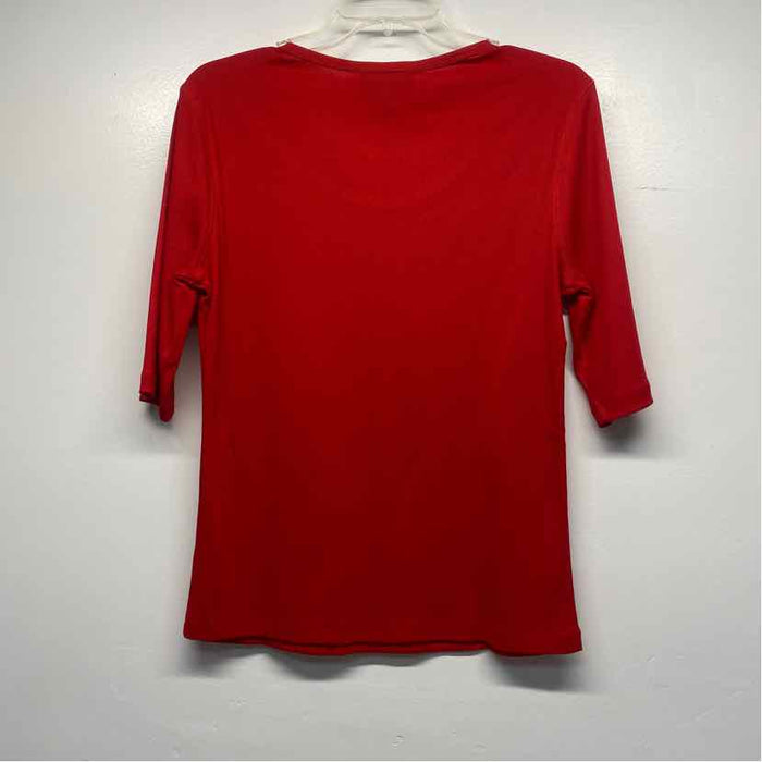 Lesley Evers Size Xl Women's Red Solid T-Shirt Short Sleeve Top